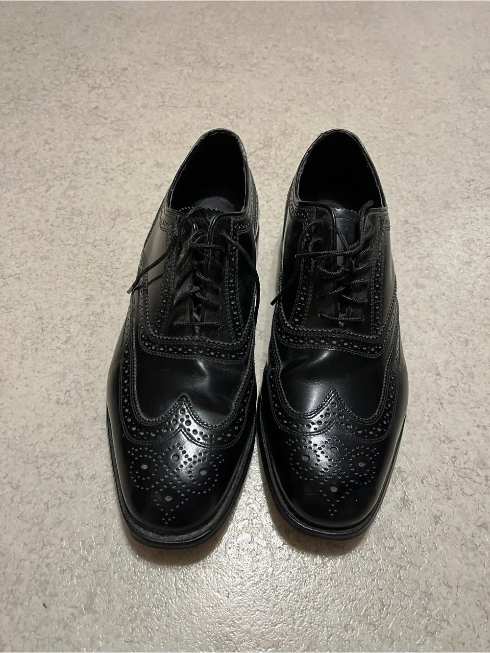 Florsheim Black Leather Brogue Wingtip Oxfords